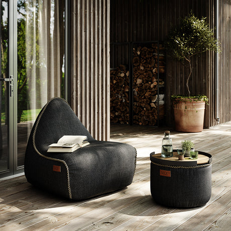Cobana Lounge Chair & Pouf Black