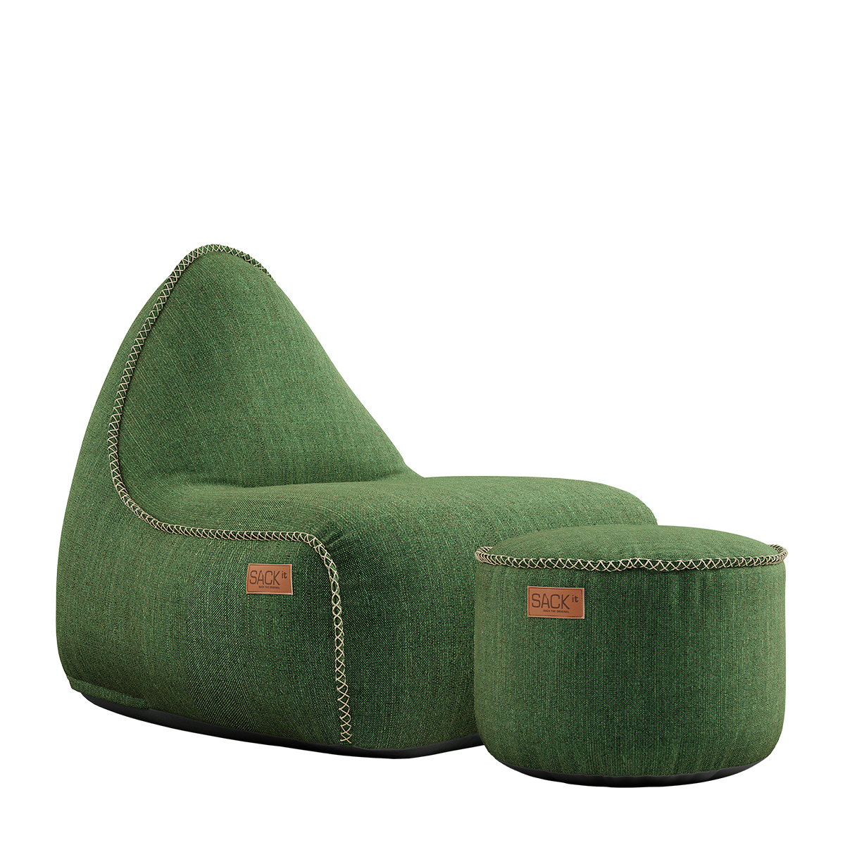 Cobana Lounge Chair & Pouf Green