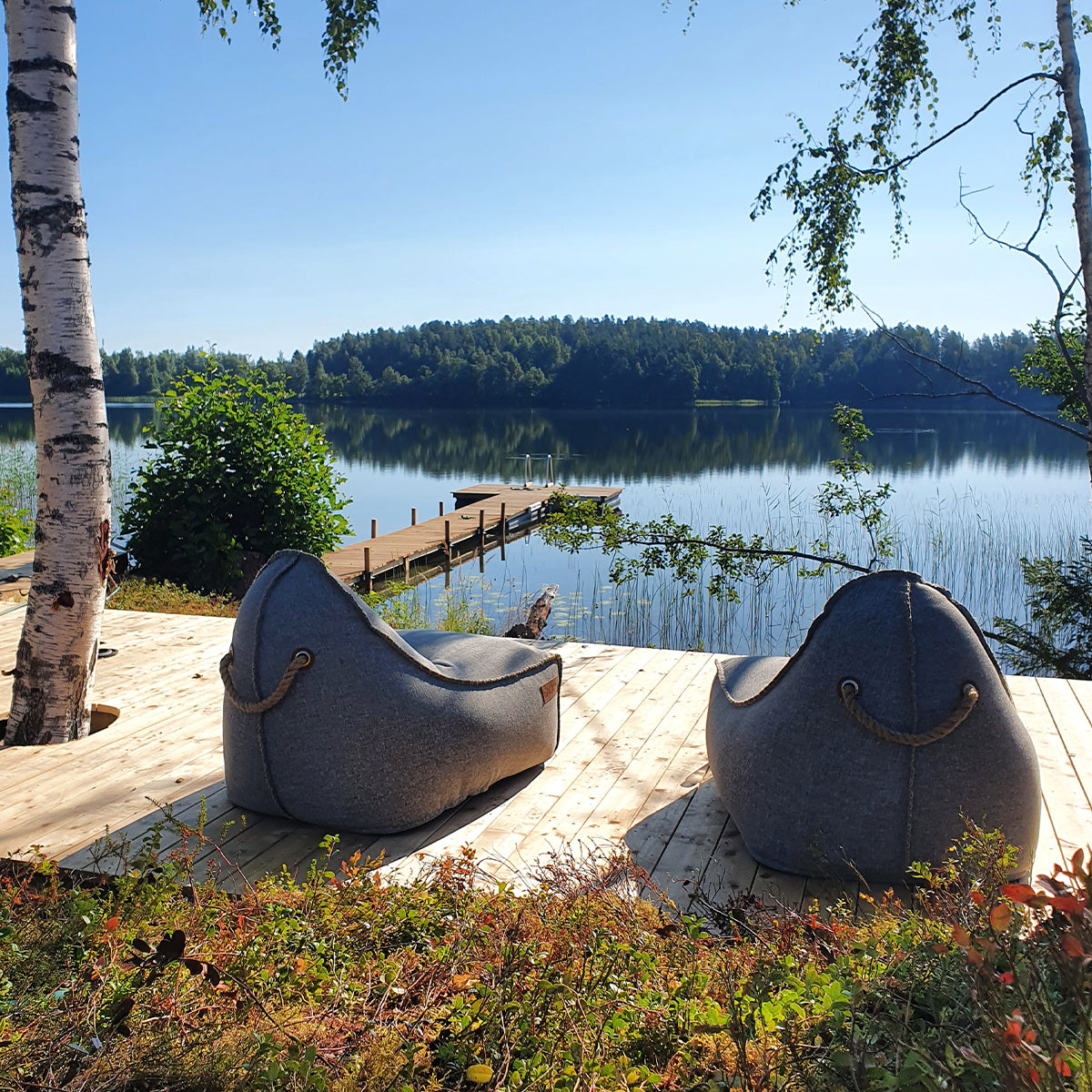 Cobana Lounge Chair & Pouf Grey