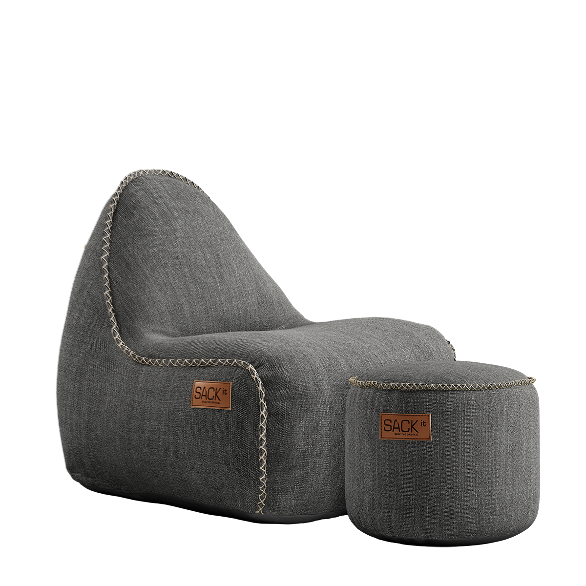 Cobana Junior Lounge Chair & Pouf Grey