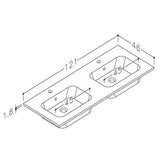 Nordskab badbordplade i porcelæn - bredde 121 cm x dybde 46 cm med to vaske og hanehul