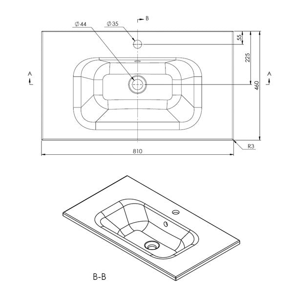Nordskab badsæt i Cocoa brun - bredde 80 cm med Solid Surface badborplade