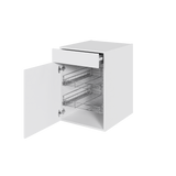 Multi-Living Køkken grydeskab i Hvid Front underskab H: 70,4 cm D: 60,0 cm - 2 udtræksriste 1 låge og 1 skuffe med deludtræk og softluk - Bredde: 50 cm