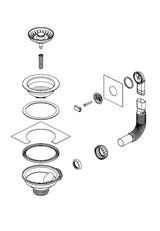 SKANITEK Afløbssæt UX med rund overløb | Gun Metal